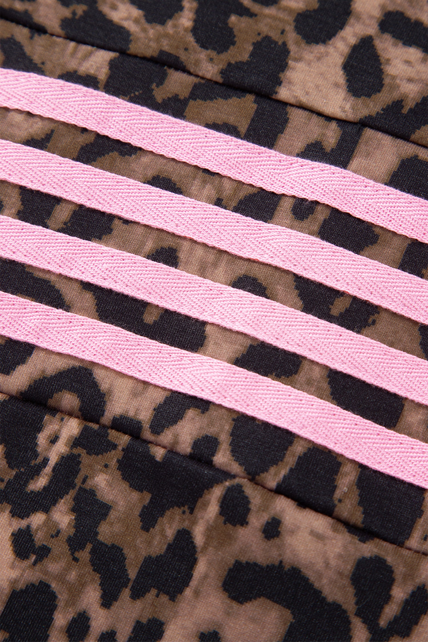 Brown Leopard Print Contrast Striped Detail Long Sleeve Top Pant Set