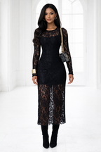 Noir Lace Midi Dress