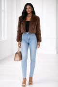 ÉLAN Faux Fur Cropped Jacket