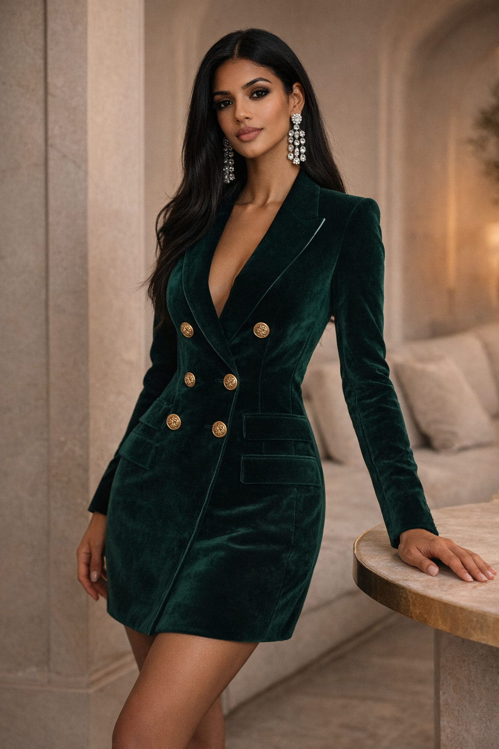 Luxa Velvet Blazer Dress