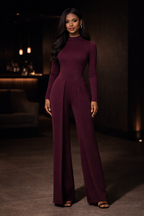 The Structured Form Jumpsuit - Wine