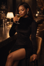 The Midnight Form Velvet Slit Dress