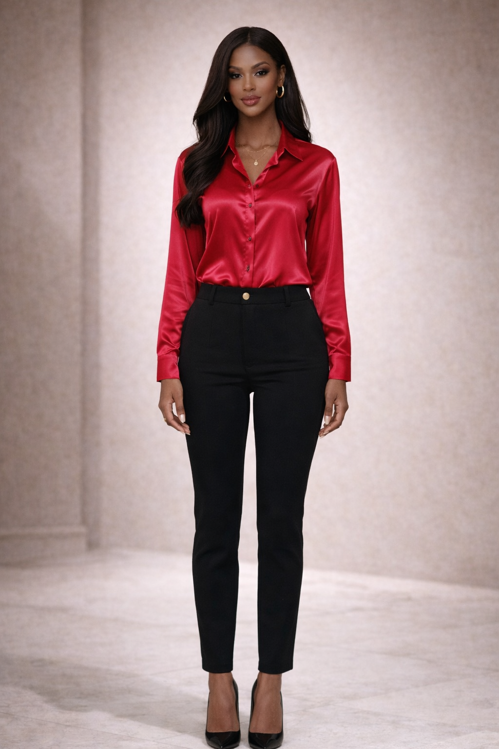 The Élan Satin Button-Up