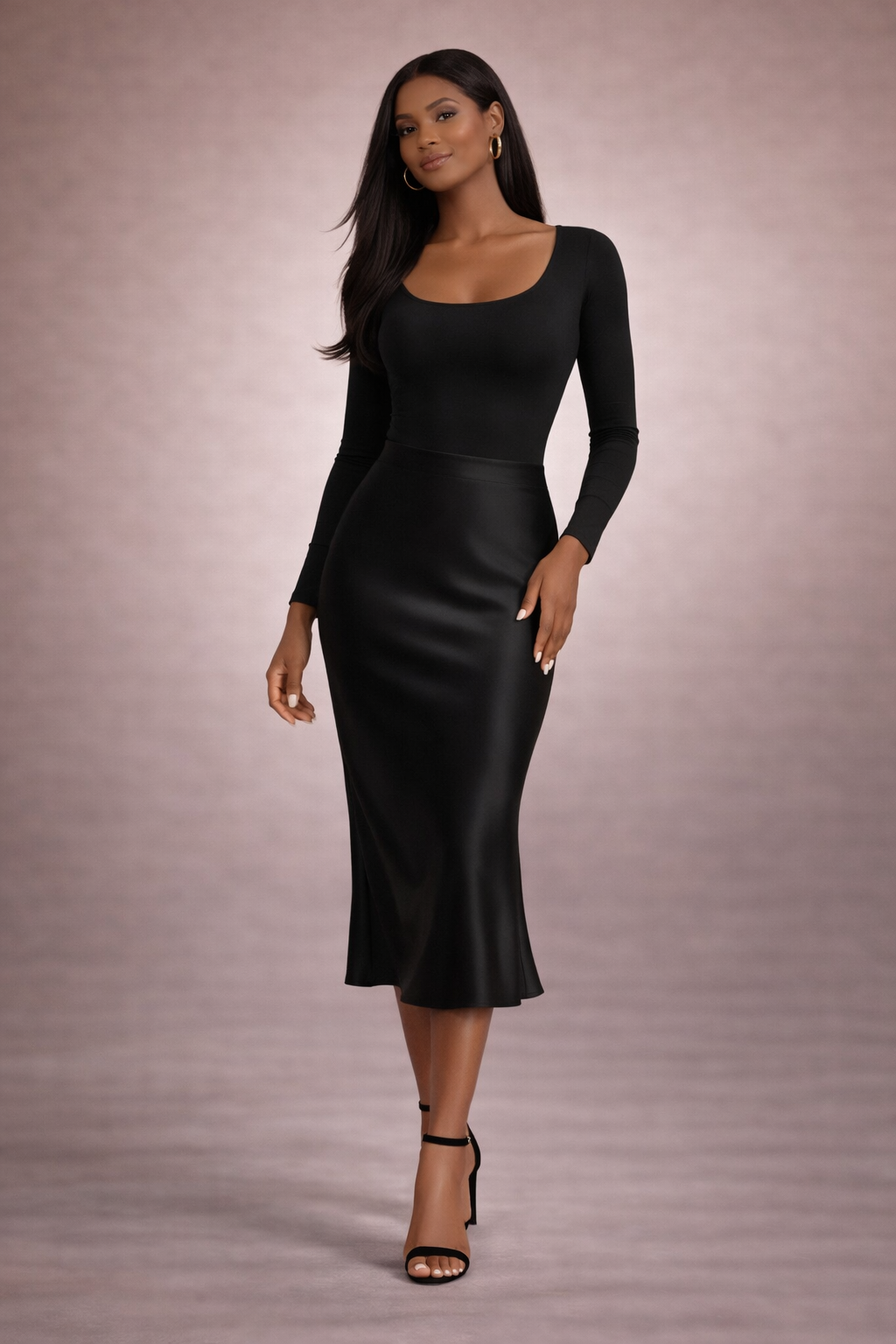 The Élise Satin Midi Skirt