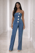 Open Flap Layer Strapless Jumpsuit