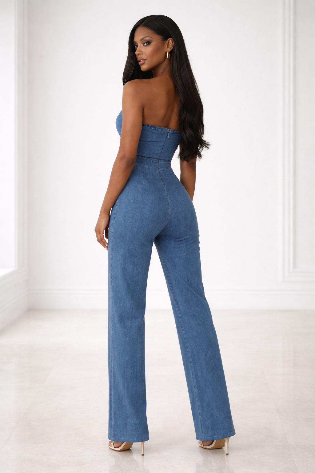 Open Flap Layer Strapless Jumpsuit