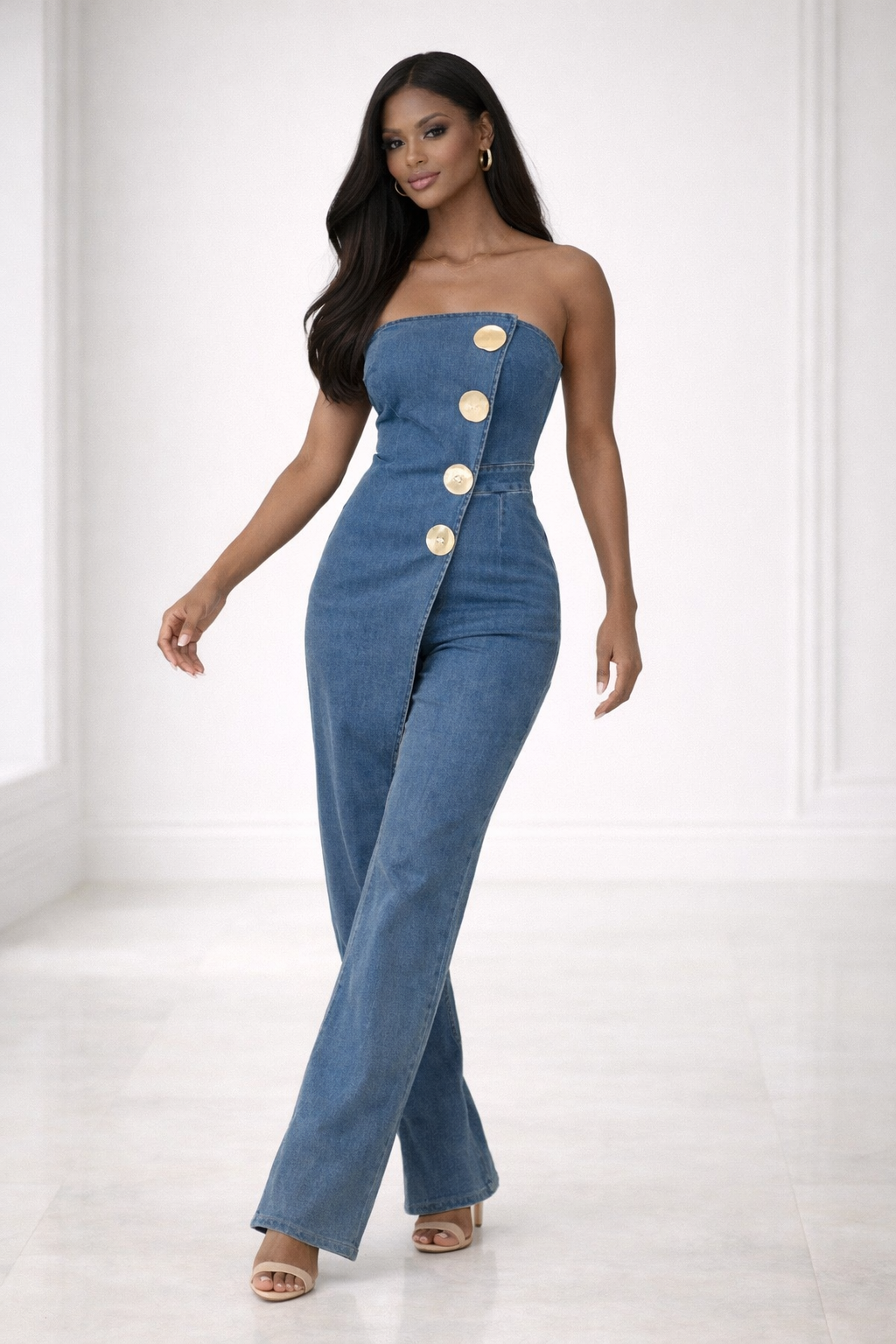 Open Flap Layer Strapless Jumpsuit
