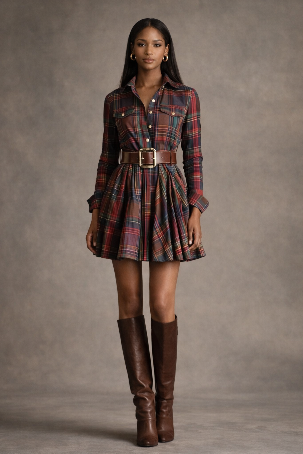 The Arden Plaid Shirt Dress