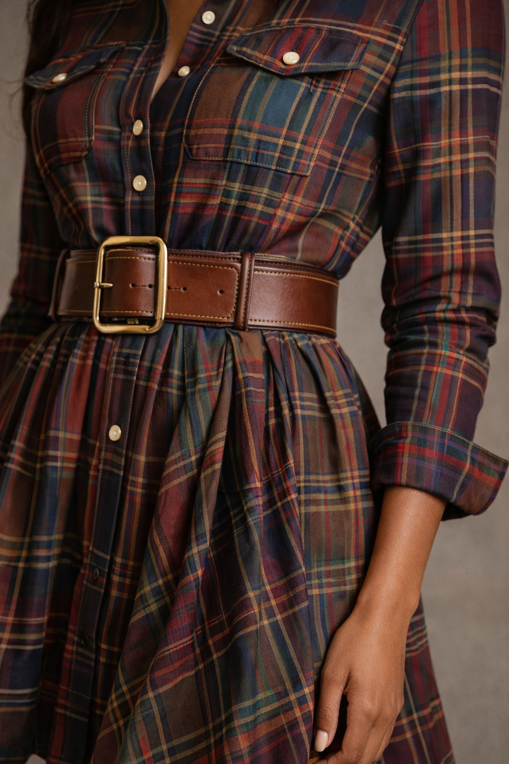 The Arden Plaid Shirt Dress