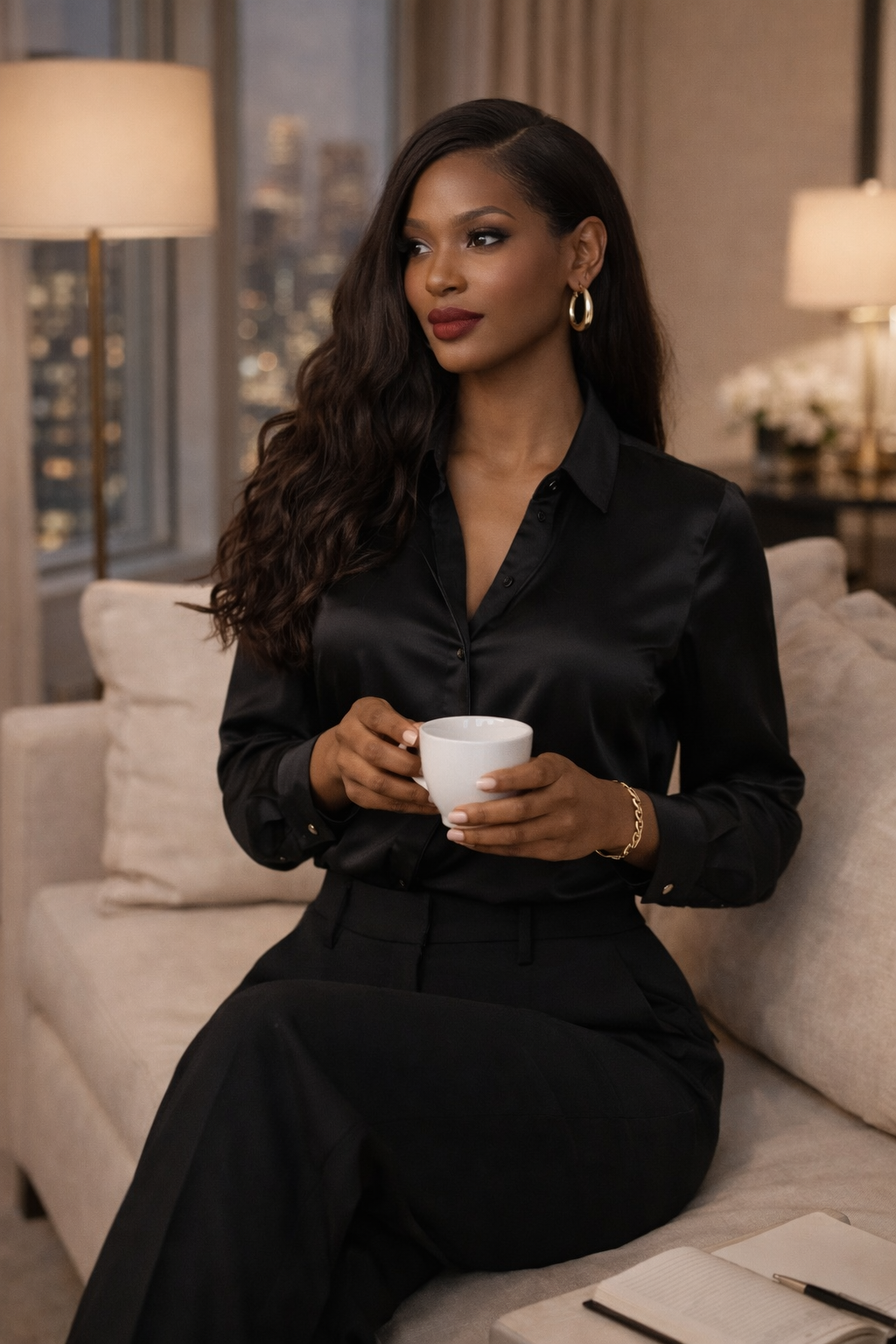 The Élan Satin Button-Up