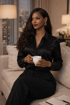 The Élan Satin Button-Up