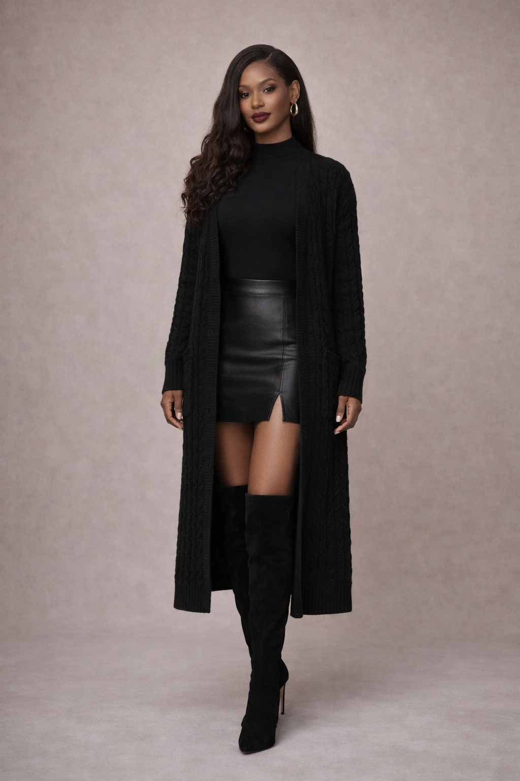 Maison Longline Cable Cardigan