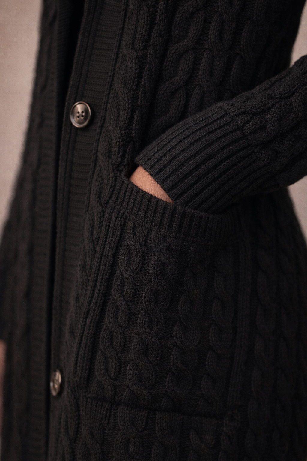 Maison Longline Cable Cardigan
