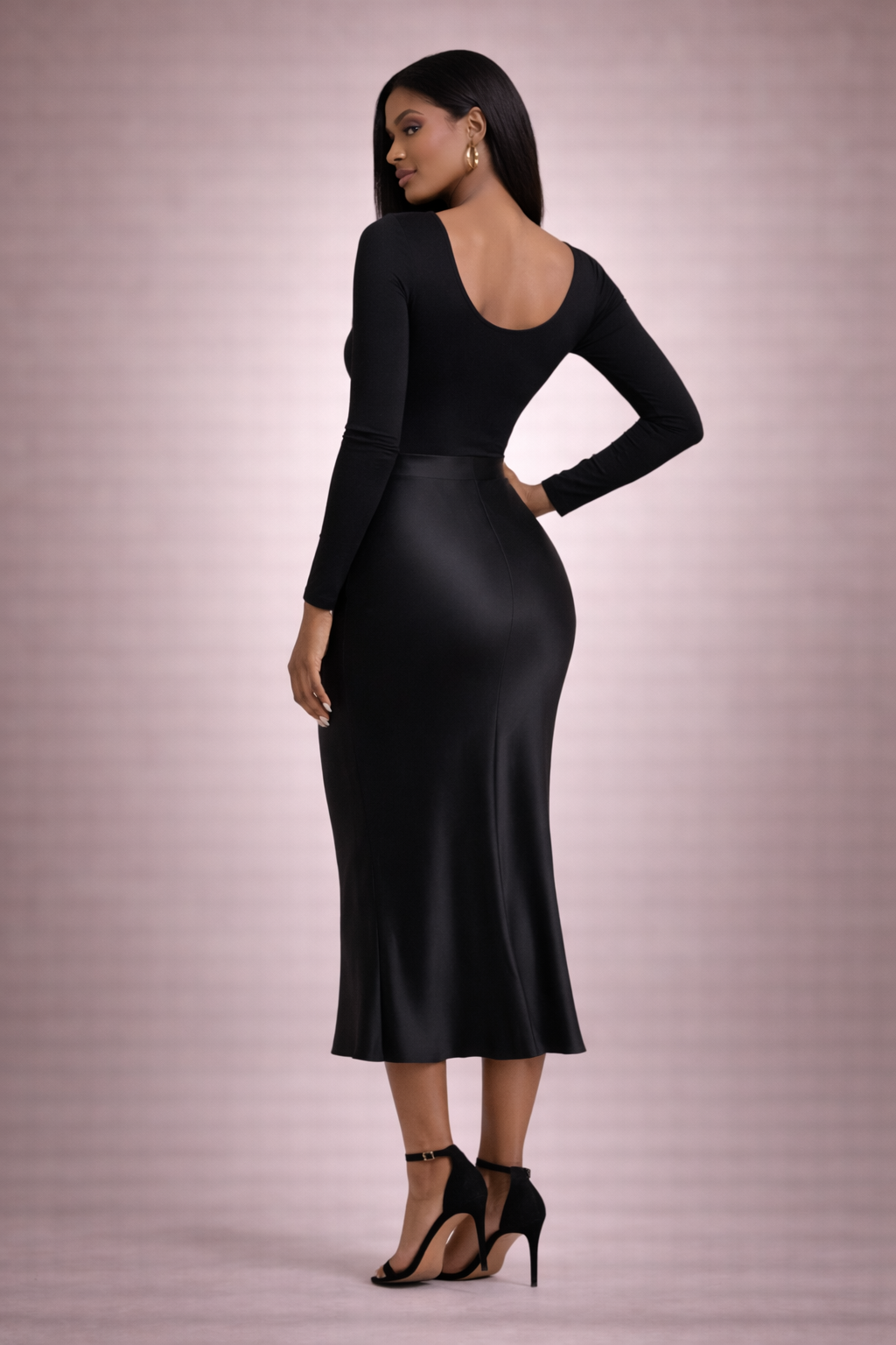 The Élise Satin Midi Skirt