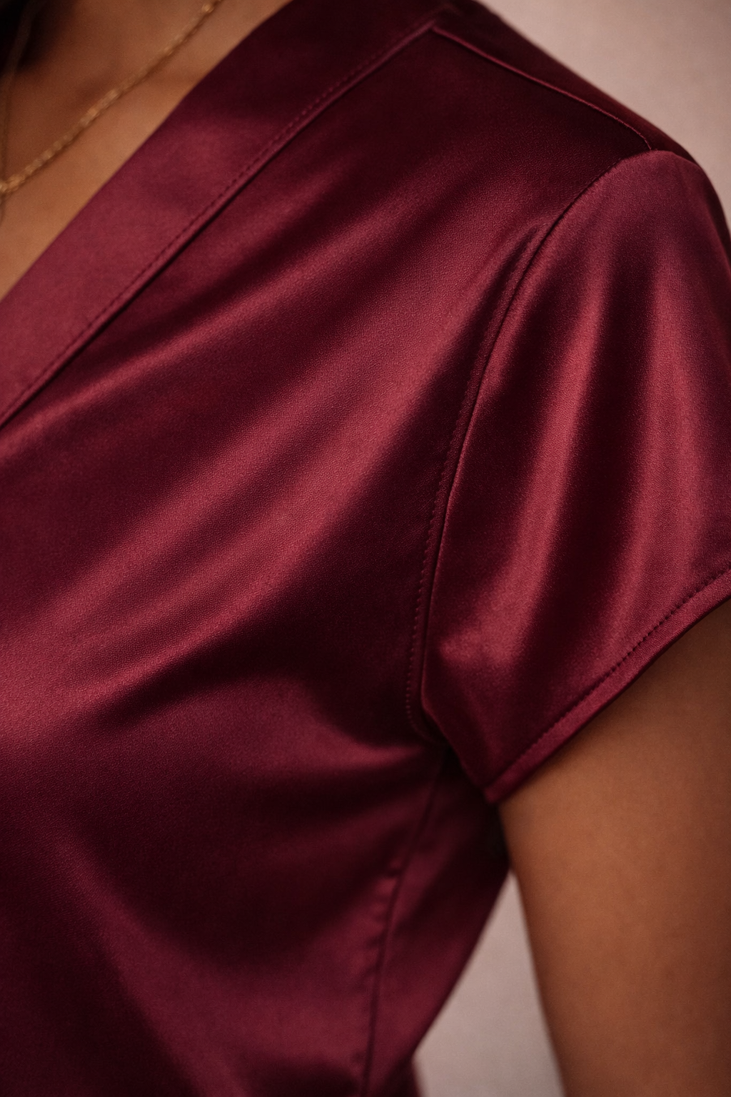 Silkline Satin V-Neck Blouse