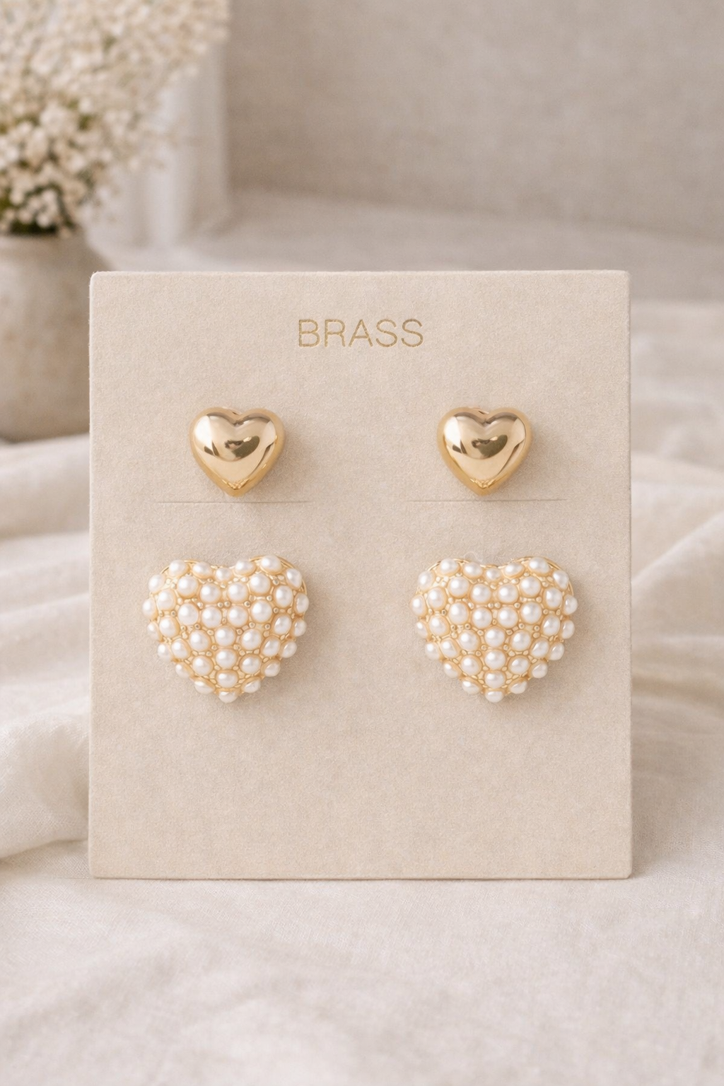 Twin Hearts Stud Earrings