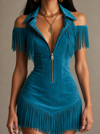 The Midnight Fringe Mini Dress