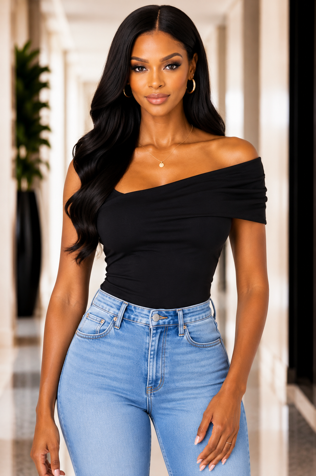 The Noir Off-Shoulder Bodysuit