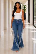 The Peyton Fringe Flare Jeans
