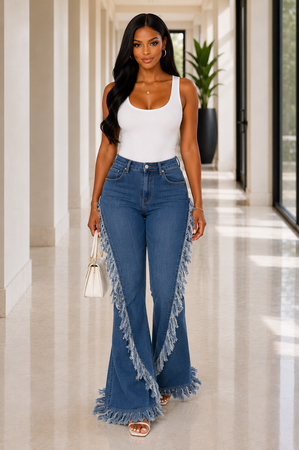 The Peyton Fringe Flare Jeans