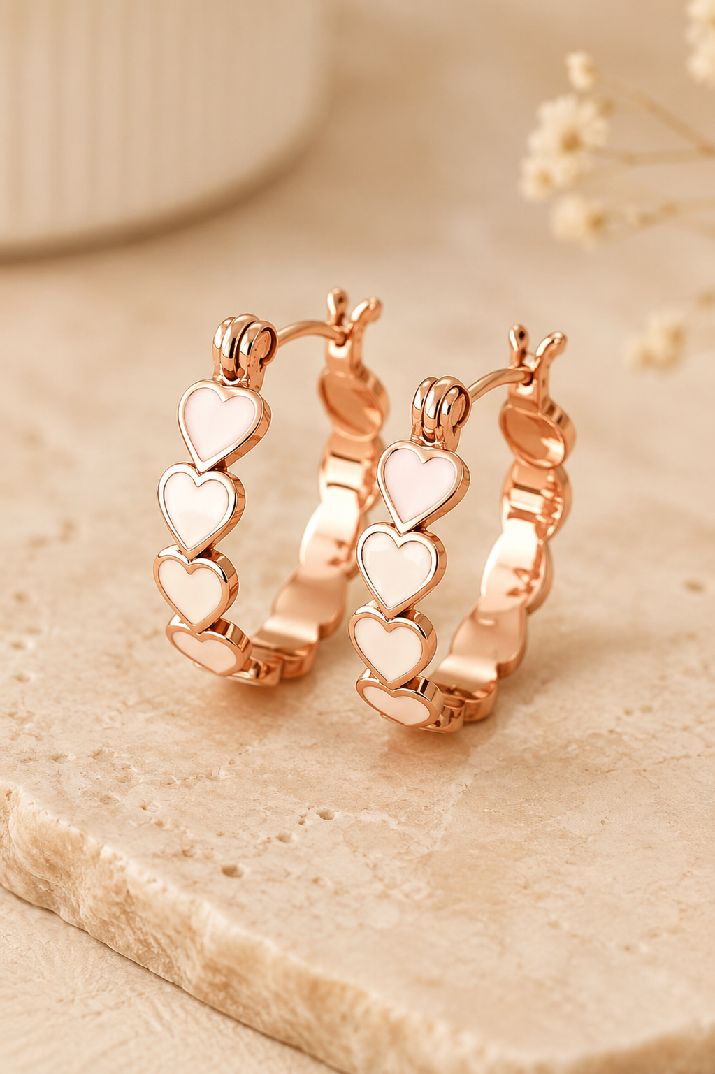 White Heart Shape Earrings