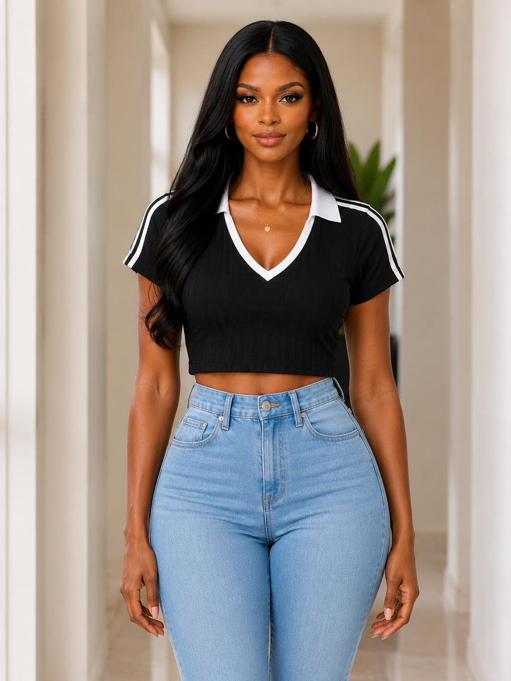 The Striped Cropped Jersey Top