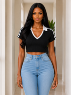 The Striped Cropped Jersey Top