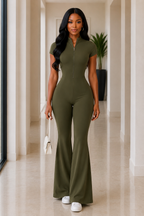 The Quarter-Zip Flare Jumpsuit