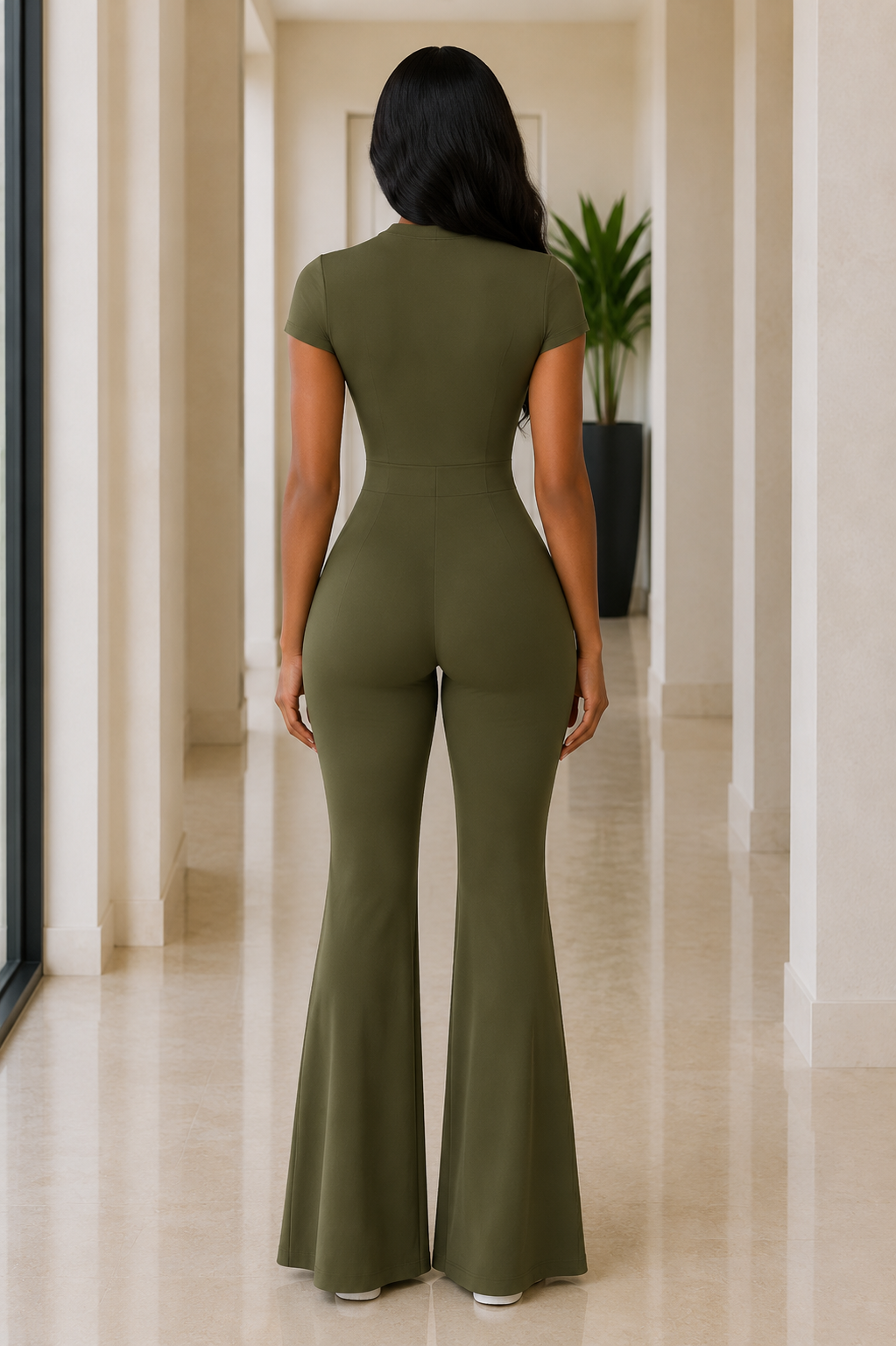 The Quarter-Zip Flare Jumpsuit