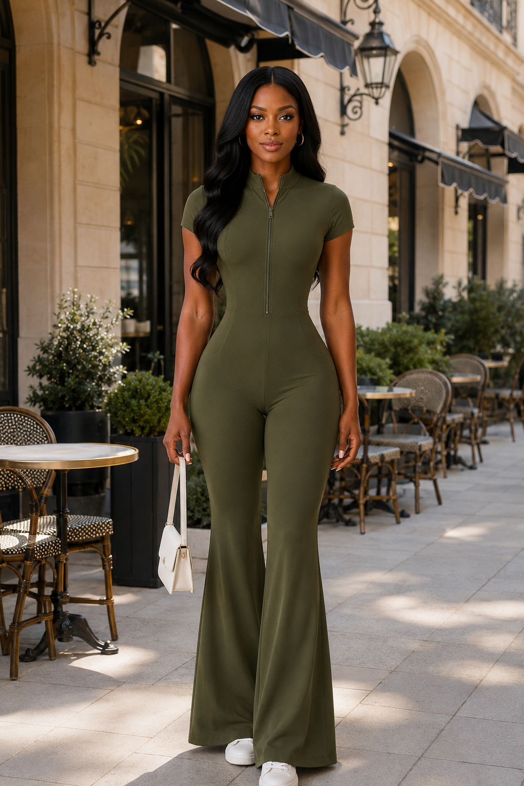 The Quarter-Zip Flare Jumpsuit