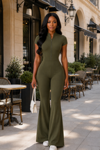 The Quarter-Zip Flare Jumpsuit