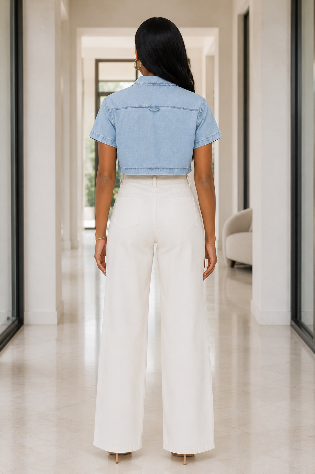 The Cropped Denim Shirt