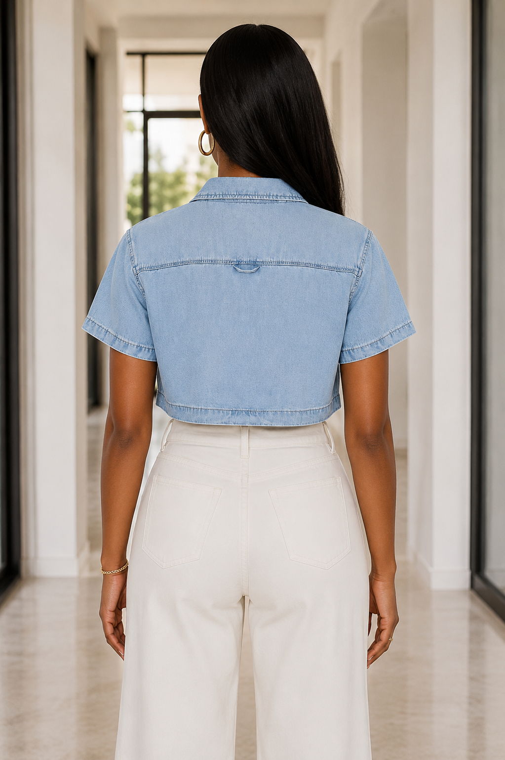 The Cropped Denim Shirt