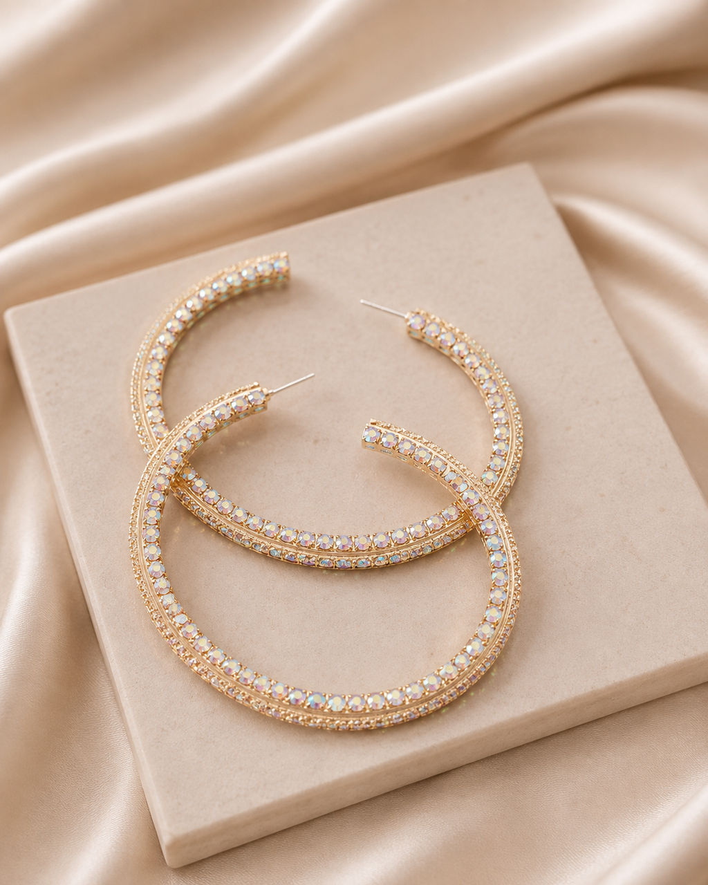 80mm Rhinestone Hoop Earring