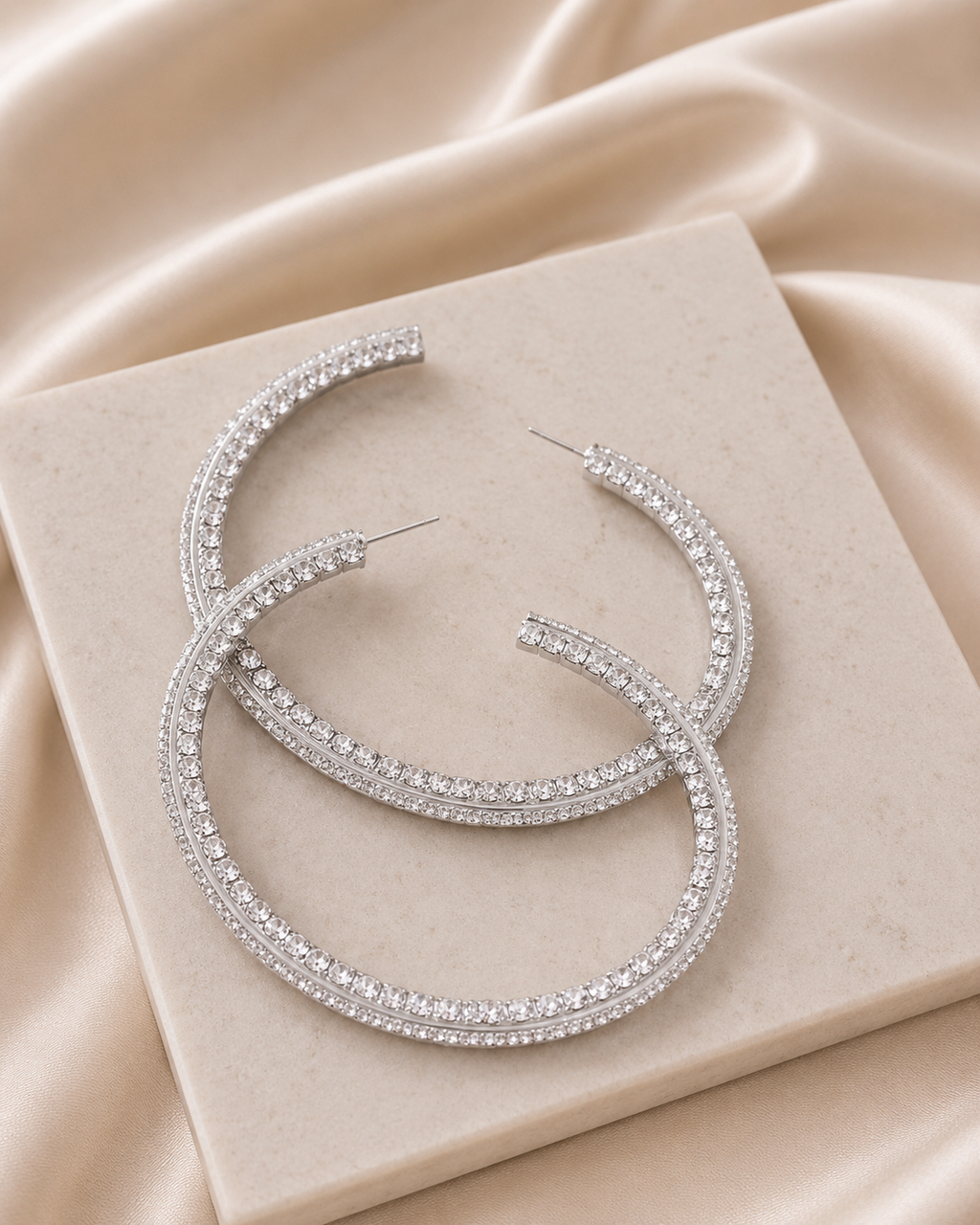 80mm Rhinestone Hoop Earring