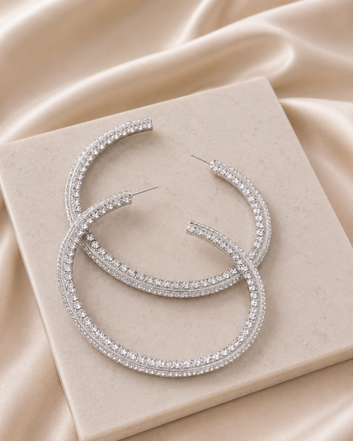 80mm Rhinestone Hoop Earring