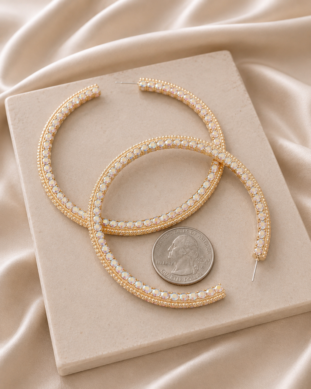 80mm Rhinestone Hoop Earring